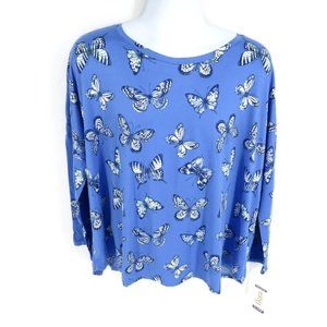 Flora Nikrooz Women's XXL Butterfly Print Lounge Set Top & Shorts NWT